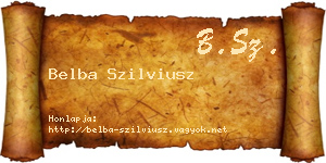 Belba Szilviusz névjegykártya